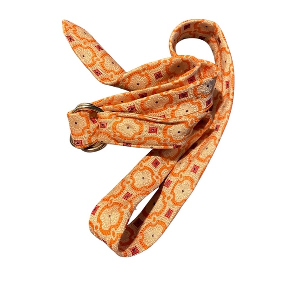 J. Crew Vibrant Orange Geometric Silk Belt - Picture 6 of 6